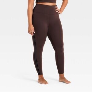 all in motion High-Waist Sculpting Leggings in Brown with Side Stripe